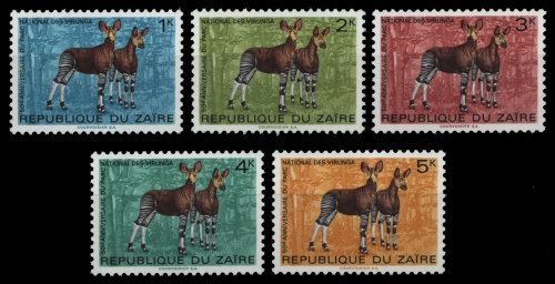 Kongo-Zaire 1975 - Mi-Nr. 505-509 ** - MNH - Okapi