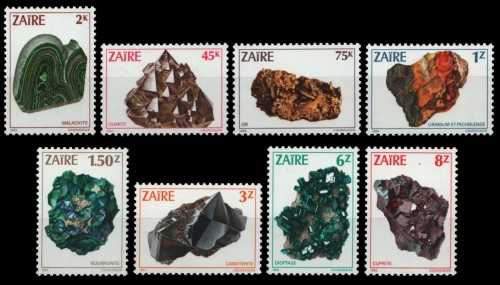 Kongo-Zaire 1983 - Mi-Nr. 803-810 ** - MNH - Mineralien / Minerals