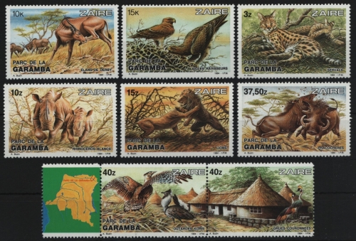Kongo-Zaire 1984 - Mi-Nr. 838-845 ** - MNH - Wildtiere / Wild animals