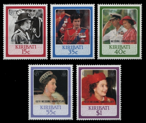 Kiribati 1987 - Mi-Nr. 497-501 ** - MNH - 40. Hochzeitstag Queen Elizabeth