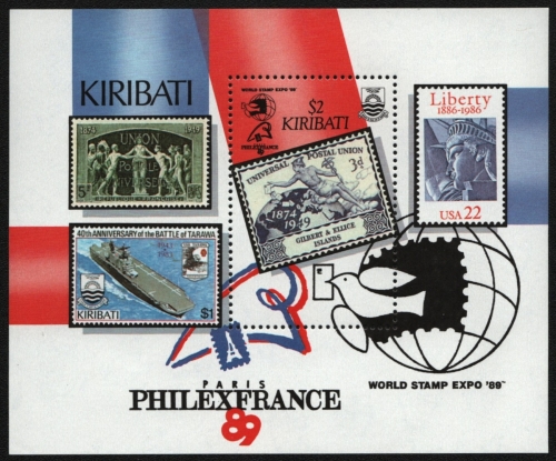 Kiribati 1989 - Mi-Nr. Block 16 ** - MNH - Marke auf Marke