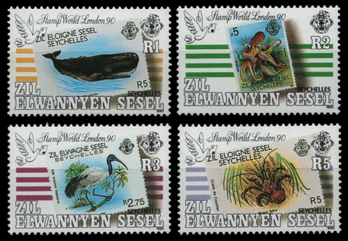 Äußere Seychellen 1990 - Mi-Nr. 179-182 ** - MNH - Marke auf Marke