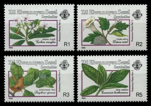 Äußere Seychellen 1990 - Mi-Nr. 185-188 ** - MNH - Giftpflanzen / Plants