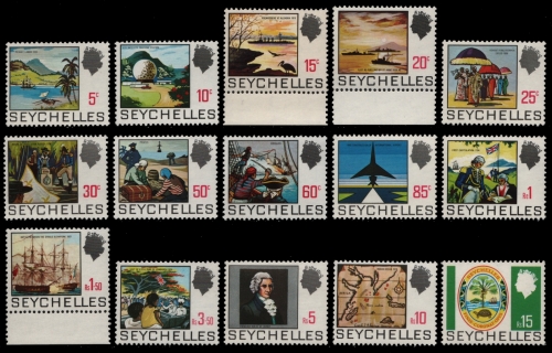 Seychellen 1969 - Mi-Nr. 259-273 ** - MNH - Geschichte der Seychellen (I)