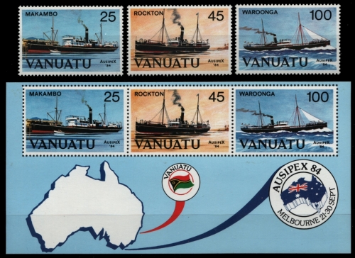 Vanuatu 1984 - Mi-Nr. 683-685 & Block 6 ** - MNH - Schiffe / Ships