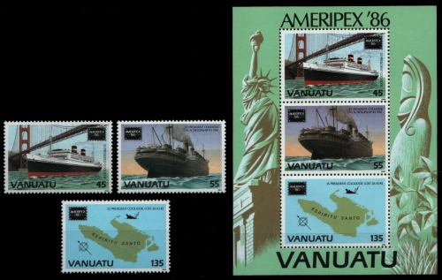 Vanuatu 1986 - Mi-Nr. 725-727 & Block 9 ** - MNH - Schiffe / Ships