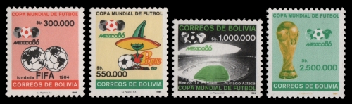 Bolivien 1986 - Mi-Nr. 1037-1040 ** - MNH - Fußball / Soccer