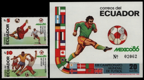 Ecuador 1986 - Mi-Nr. 2042-2043 & Block 125 ** - MNH - Fußball / Soccer