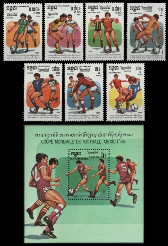 Kambodscha 1986 - Mi-Nr. 722-728 & Block 147 ** - MNH - Fußball / Soccer