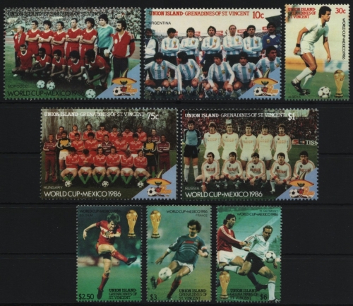 St. Vincent - Union Island 1986 - Mi-Nr. 161-168 A ** - MNH - Fußball / Soccer