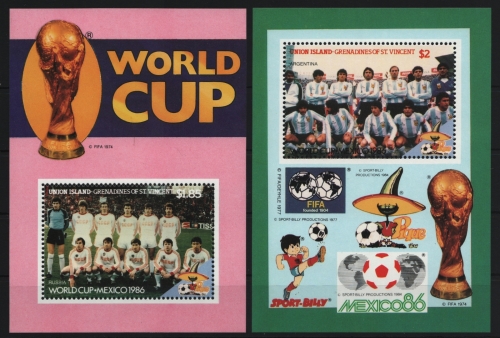 St. Vincent - Union Island 1986 - Mi-Nr. Block 5-6 ** - MNH - Fußball / Soccer
