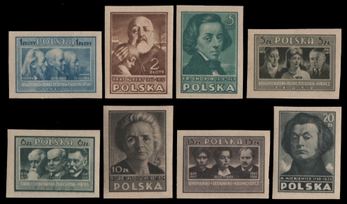 Polen 1947 - Mi-Nr. 455-462 B ** - MNH - Polnische Kultur I