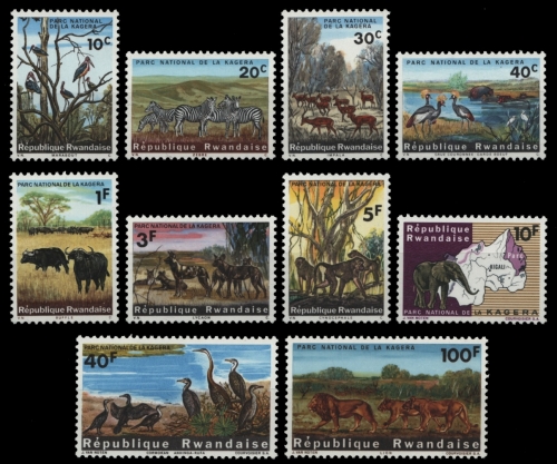 Ruanda 1965 - Mi-Nr. 104-113 A ** - MNH - Fauna - Kagera Nationalpark