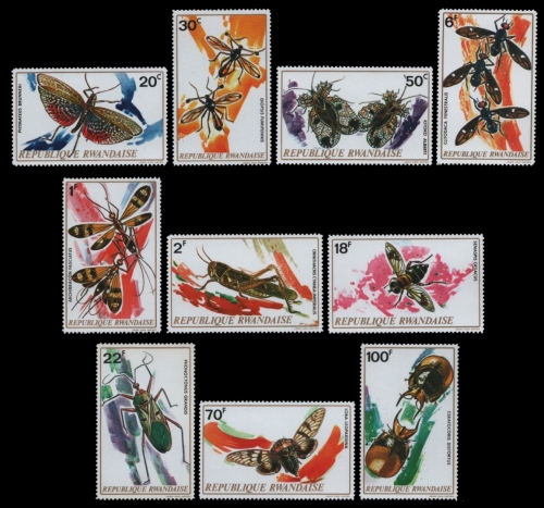 Ruanda 1973 - Mi-Nr. 538-547 A ** - MNH - Insekten / Insects