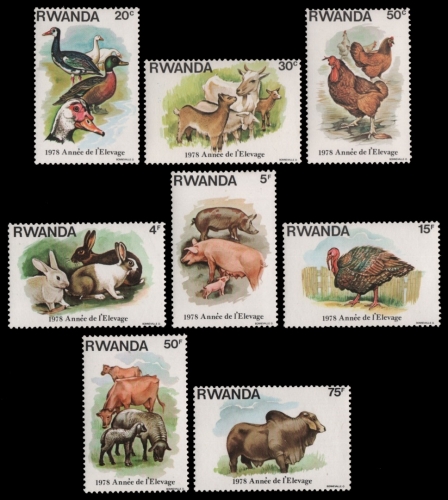 Ruanda 1978 - Mi-Nr. 966-973 A ** - MNH - Bauernhoftiere / Farm animals