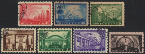 Russia / Sowjetunion 1950 - Mi-Nr. 1484-1490 gest / used - Moskauer U-Bahn