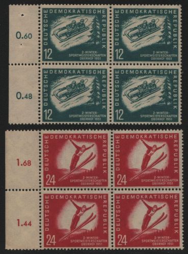 DDR 1951 - Mi-Nr. 280-281 ** - MNH - Viererblöcke
