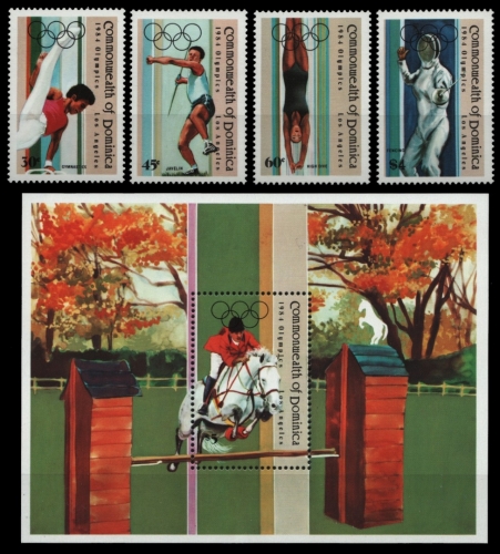 Dominica 1984 - Mi-Nr. 851-854 & Block 88 ** - MNH - Olympia Los Angeles