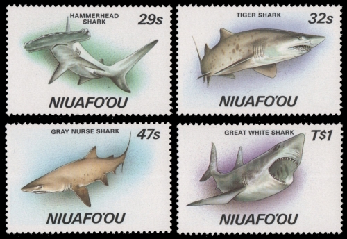 Niuafo'ou-Insel 1987 - Mi-Nr. 94-97 ** - MNH - Haie / Sharks