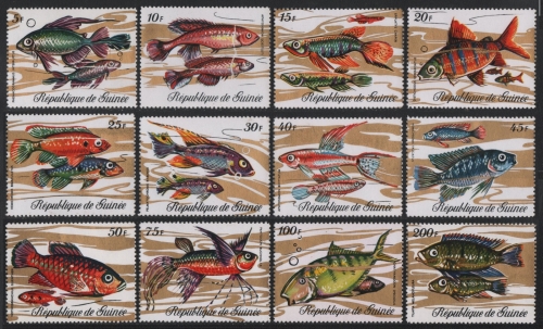 Guinea 1971 - Mi-Nr. 571-582 A ** - MNH - Fische / Fish