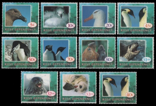 Ross-Gebiet 1994/95 - Mi-Nr. 21-30 & 31 ** - MNH - Vögel, Robben / Birds, seals