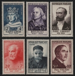 Frankreich 1954 - Mi-Nr. 1015-1020 ** - MNH - Persönlichkeiten (I)