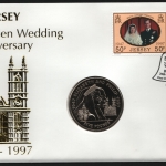 Jersey 1997 - Mi-Nr. 809-810 - Numisbrief - 5 Pounds - Goldene Hochzeit
