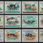Libanon 1986 - Mi-Nr. 1021-1032 ** - MNH - Haustiere / Pets - Fische / Fish
