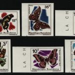Ruanda 1966 - Mi-Nr. 147-152 B ** - MNH - ungez / imp - Schmetterlinge