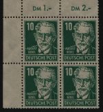 SBZ 1948 - Mi-Nr. 215 a ** - MNH - Eckrand-Viererblock - BPP geprüft