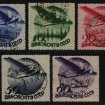 Russia / Sowjetunion 1934 - Mi-Nr. 462-466 gest / used - mit WZ - Luftfahrt (1)