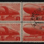 Russia / Sowjetunion 1934 - Mi-Nr. 483 gest / used - 4er-Block -Luftschiffe