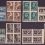 Polen 1947 - Mi-Nr. 455-462 B ** - MNH - Polnische Kultur I - Viererblock (I)
