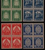 Estland 1936 - Mi-Nr. 120-123 ** - MNH - Viererblöcke - Mängel / Faults