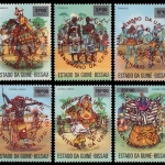 Guinea-Bissau 1976 - Mi-Nr. 374-379 b A ** - MNH - UPU - Tanzmasken
