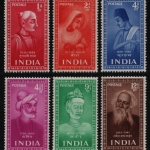 Indien 1952 - Mi-Nr. 221-226 ** - MNH - Heilige & Dichter (II)