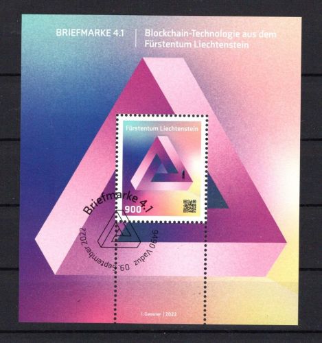 Liechtenstein MiNr. Block 46I Ritter ESSt gestempelt Blockchain Technologie