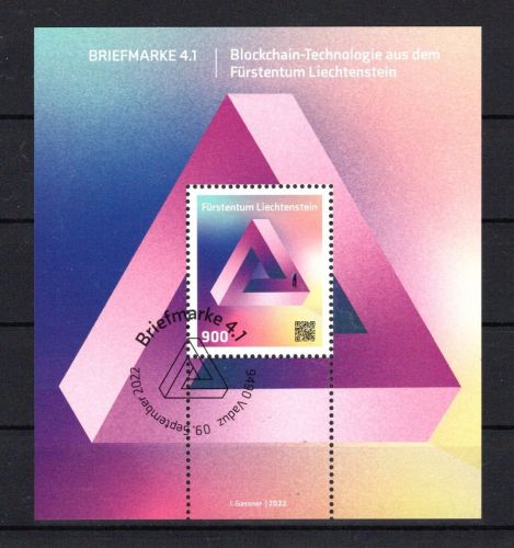 Liechtenstein MiNr. Block 46I Schloss ESSt postfrisch Blockchain Technologie