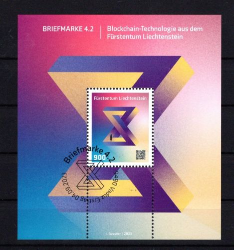 Liechtenstein MiNr. Block 51I Schloss ESSt gestempelt Blockchain Technologie