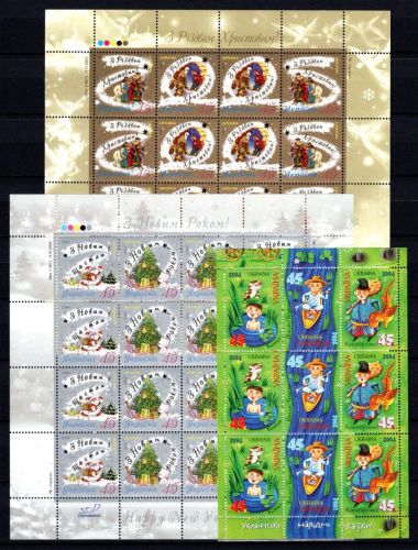 Ukraine 2004 MiNr. Kleinbogen-Lot mit 652-654, 680-682 und 693-685 postfrisch