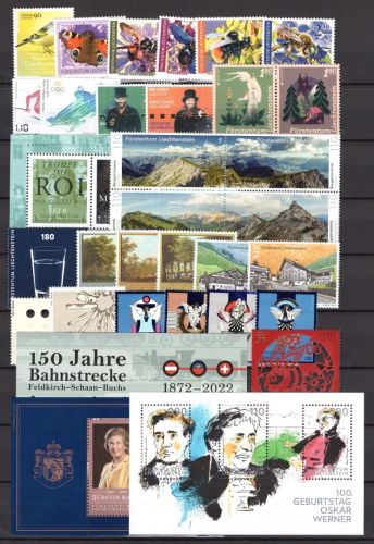 Liechtenstein Jahrgang 2022 kpl. MiNr. 2035-2072, ohne Block 48, postfrisch