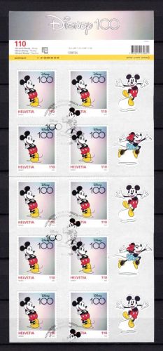 Schweiz Folienblatt MiNr. 2887-2888 gestempelt Walt Disney 100 Jahre