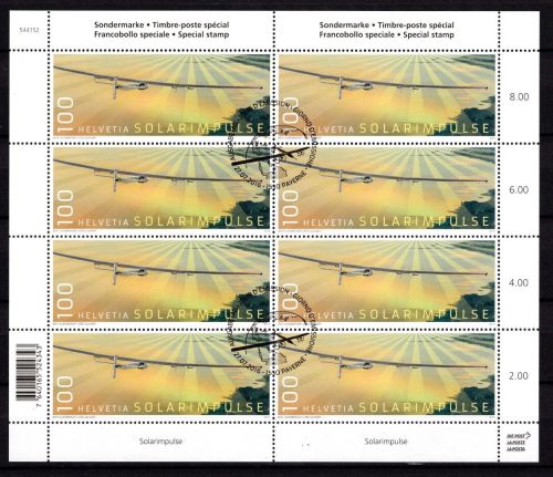 Schweiz Kleinbogen MiNr. 2454 gestempelt 1.Weltumrundung m.Solarflugzeug