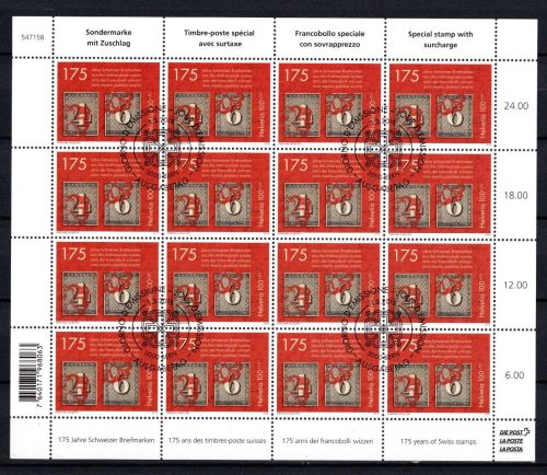 Schweiz Bogen MiNr. 2531 gestempelt 175 Jahre Schweizer Briefmarken