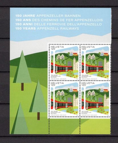 Schweiz MiNr. 2996 Rand-Viererblock postfrisch Appenzeller Bahnen 2025