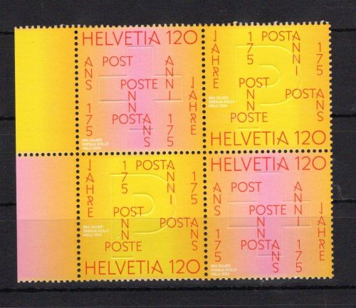 Schweiz Vierblock MiNr. 2912-2913 postfrisch 175 Jahre Schweizerische Post