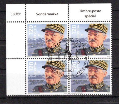 Schweiz MiNr. 2963 ER-Vbl. oben links gestempelt General Henri Guisan