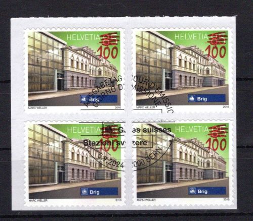 Schweiz selbstklebend MiNr. 2965 Viererblock gestempelt Bahnhof