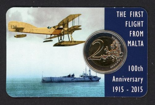 Malta 2 Euro Coincard 2015 1. Flug von Malta ST