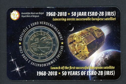 Belgien 2018 2 Euro Coincard 50 Jahre ESRO-2B ST